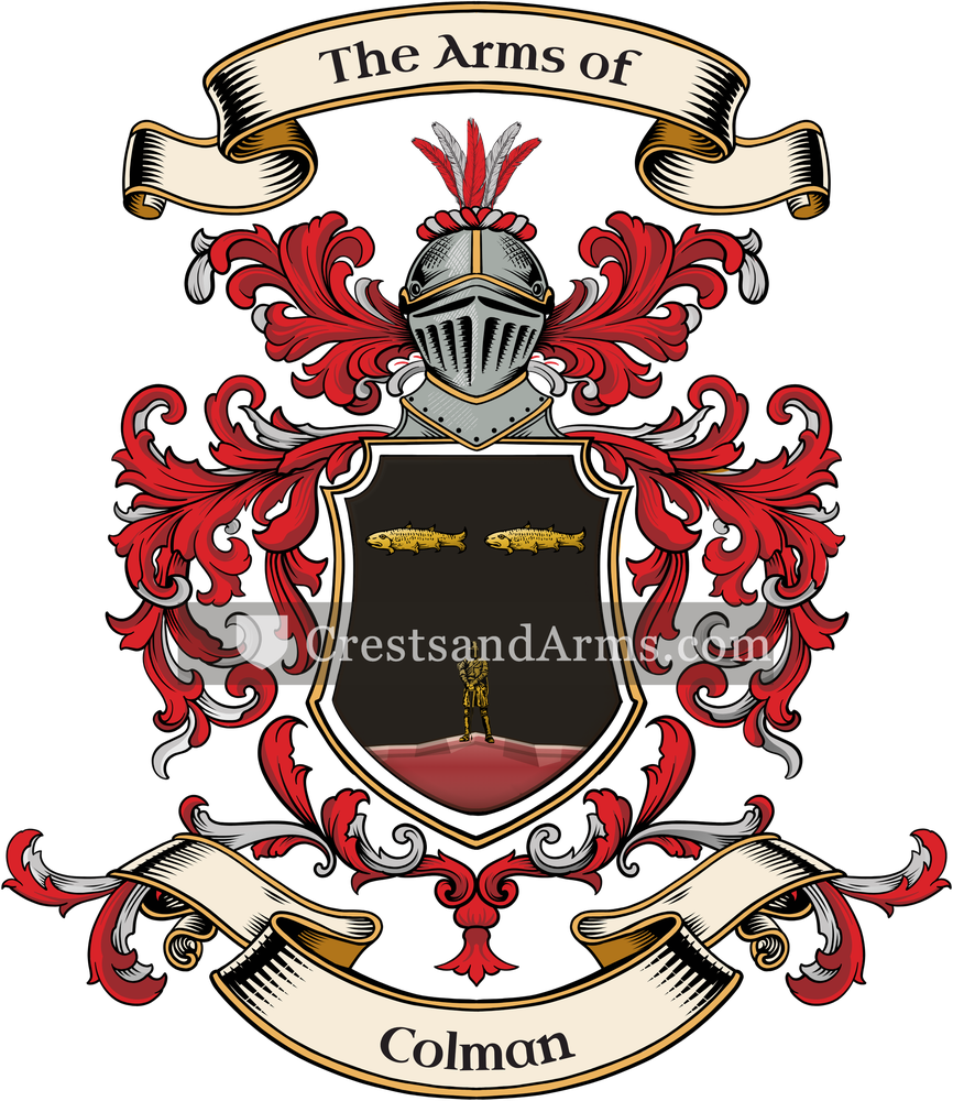 The Colman coat of arms, drawn from the recorded blazon