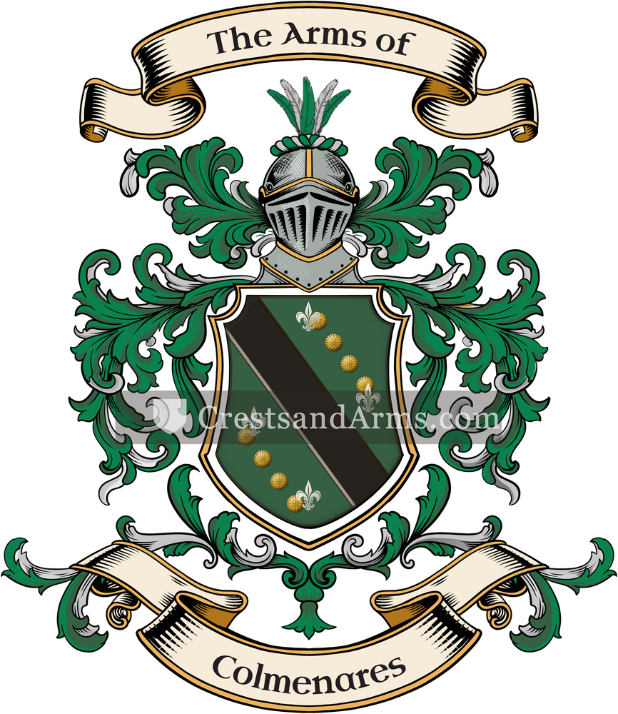 The Colmenares coat of arms, drawn from the recorded blazon