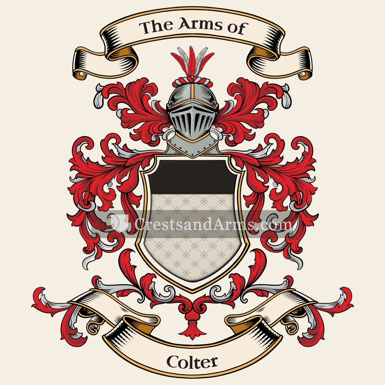 The Colter coat of arms, drawn from the recorded blazon
