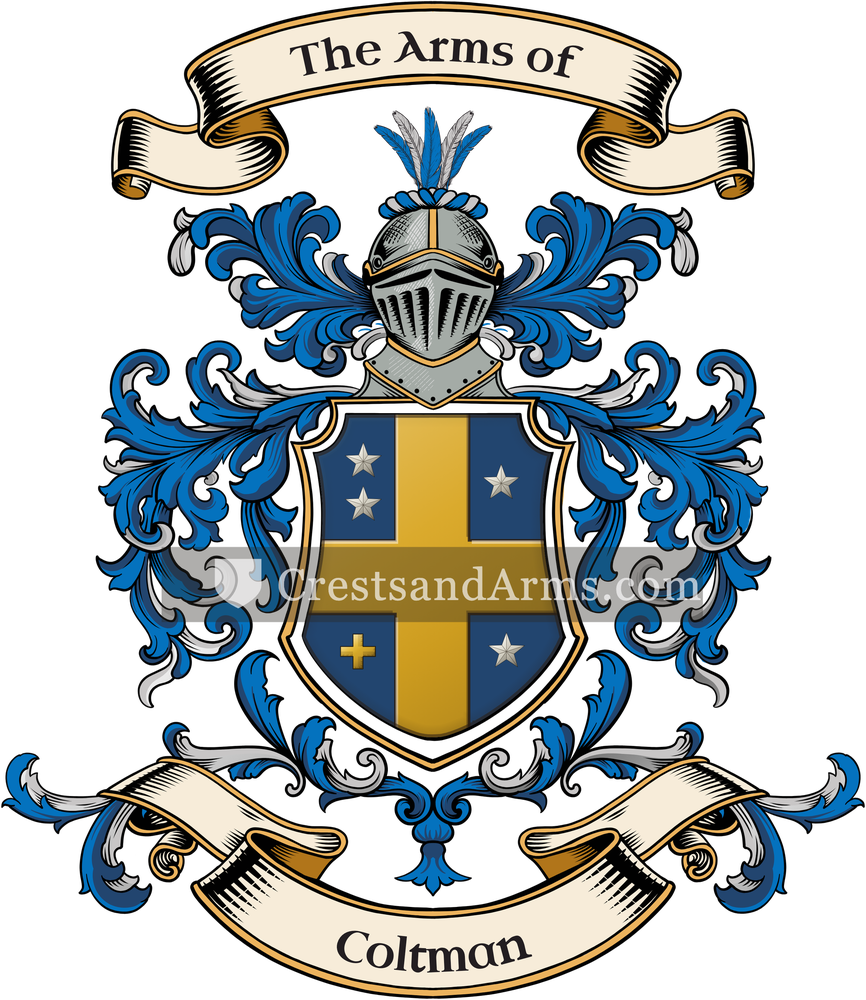 The Coltman coat of arms, drawn from the recorded blazon