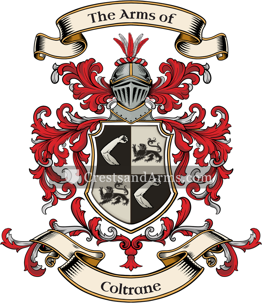 The Coltrane coat of arms, drawn from the recorded blazon