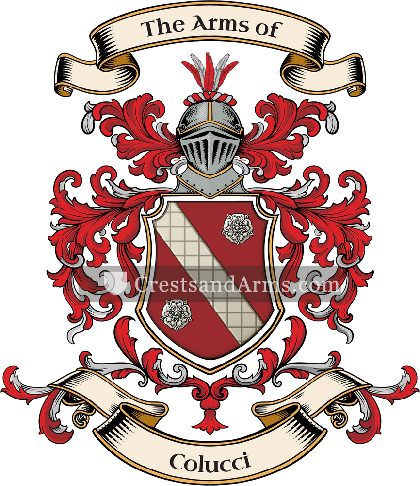 The Colucci coat of arms, drawn from the recorded blazon