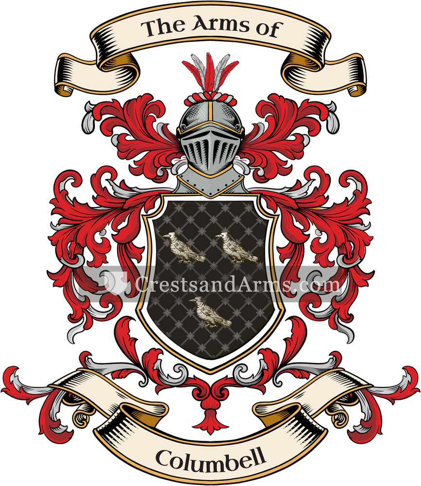 The Columbell coat of arms, drawn from the recorded blazon