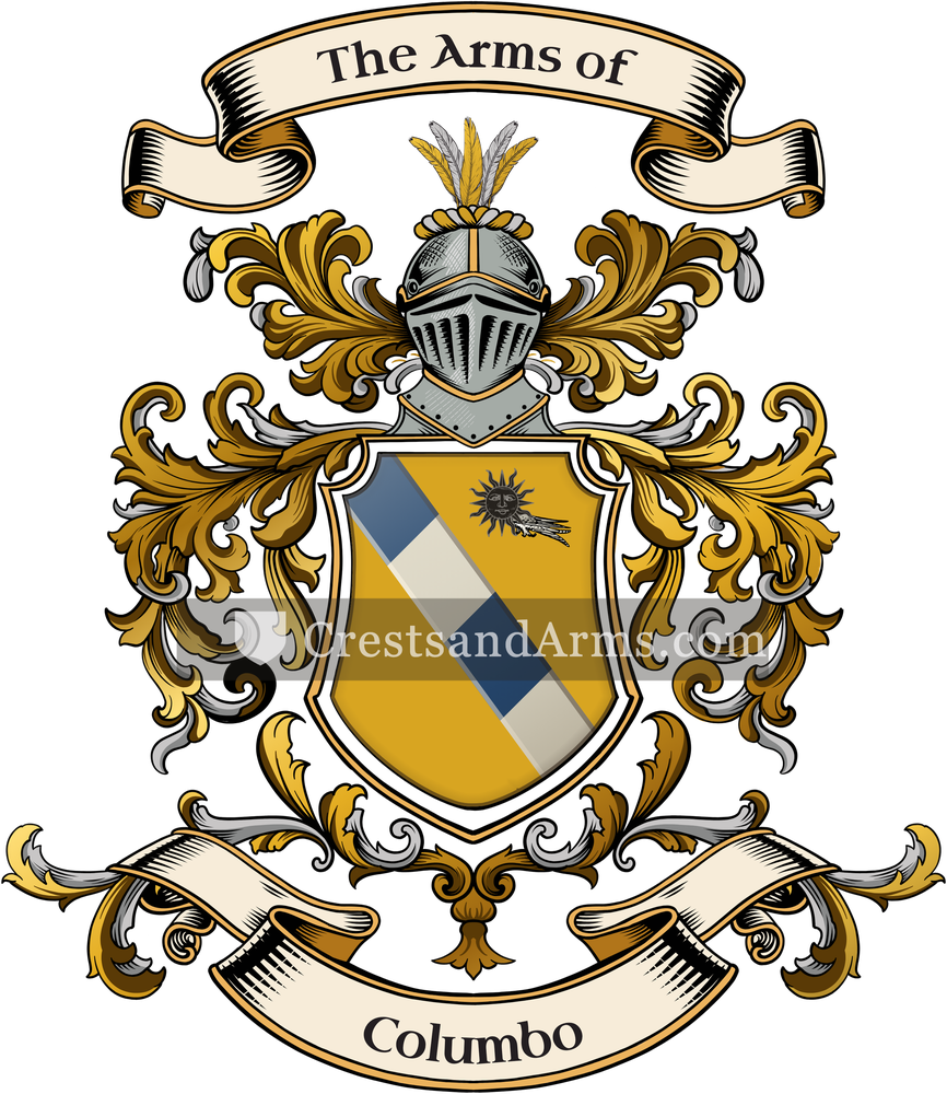 The Columbo coat of arms, drawn from the recorded blazon
