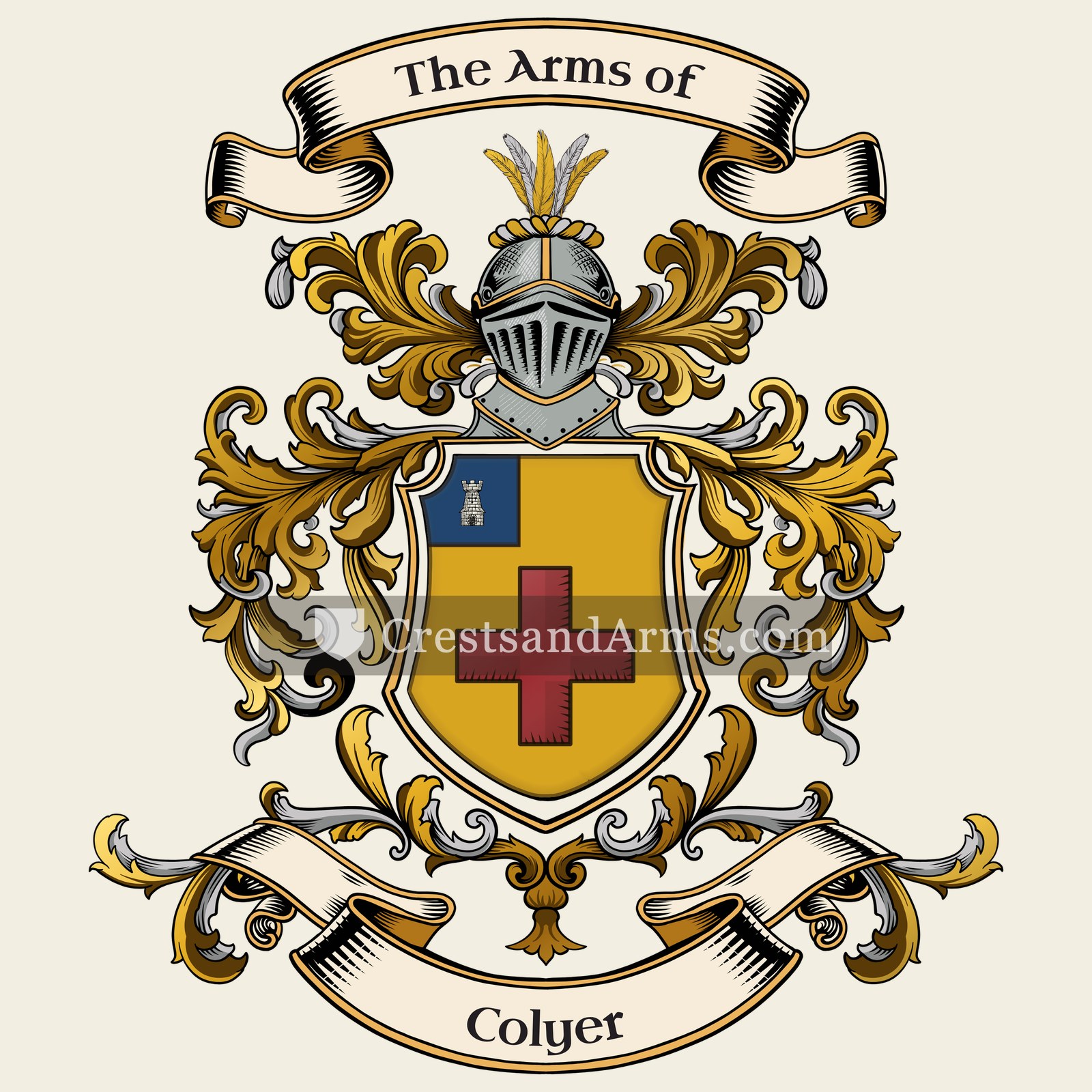 The Colyer coat of arms, drawn from the recorded blazon