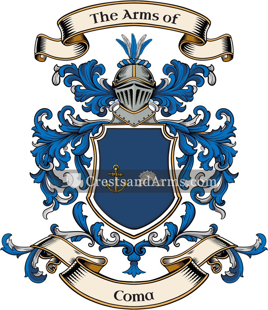 The Coma coat of arms, drawn from the recorded blazon