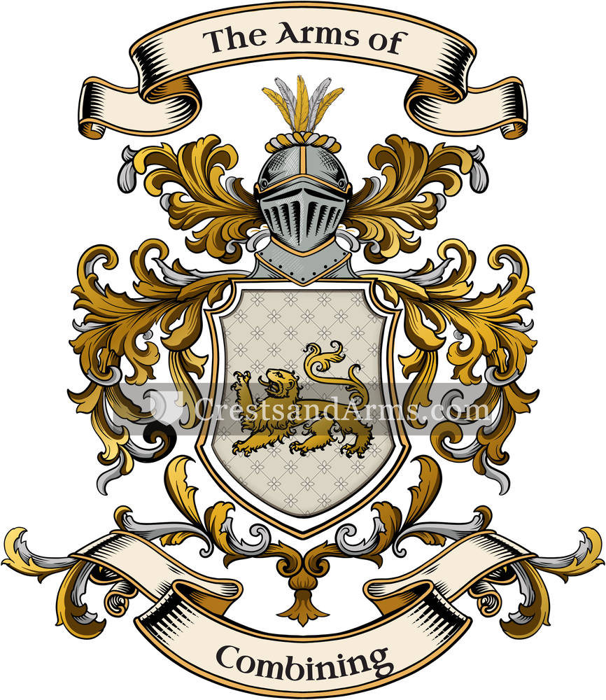 The Combining coat of arms, drawn from the recorded blazon