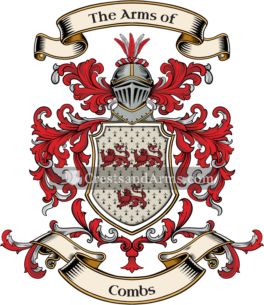 The Combs coat of arms, drawn from the recorded blazon