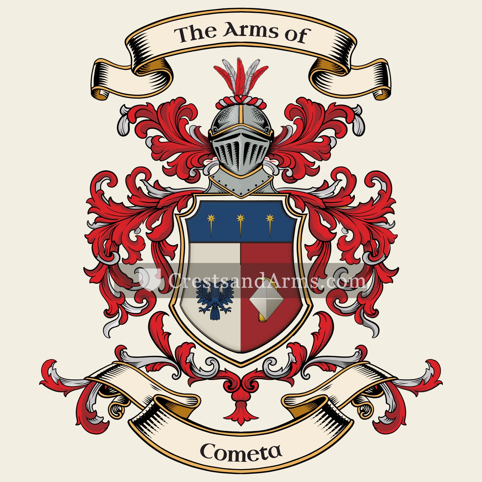 The Cometa coat of arms, drawn from the recorded blazon