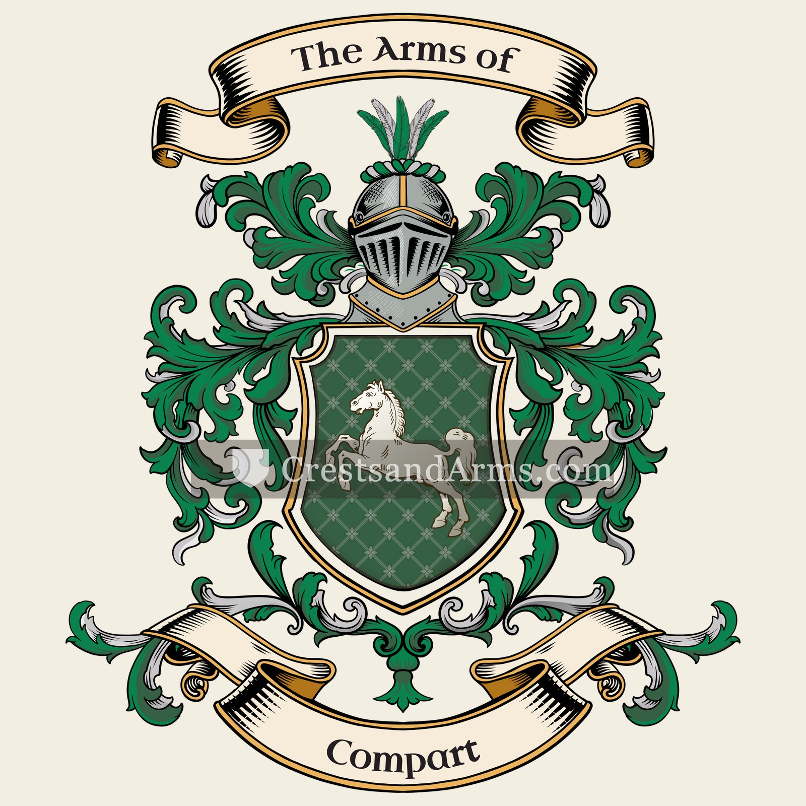 The Compart coat of arms, drawn from the recorded blazon