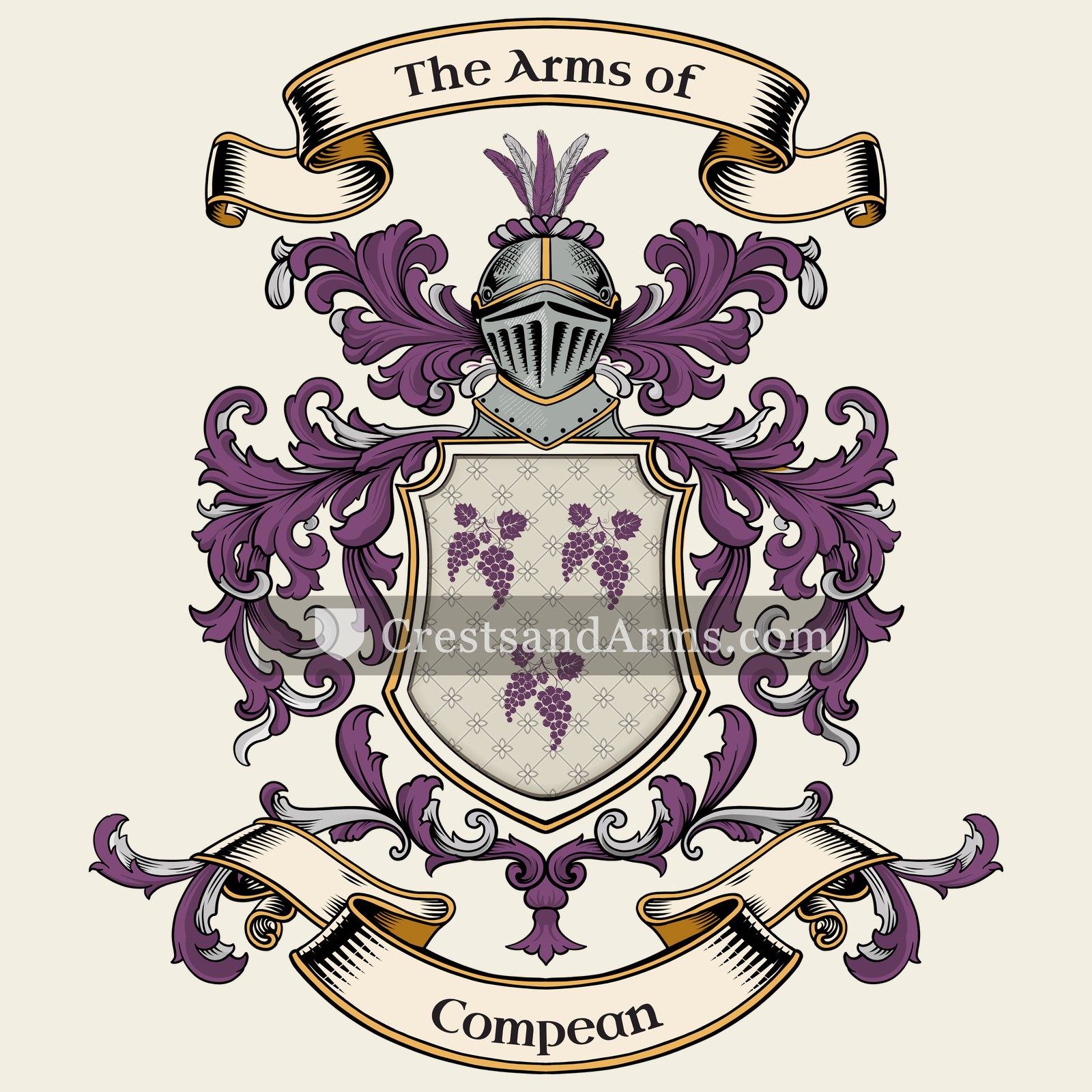The Compean coat of arms, drawn from the recorded blazon
