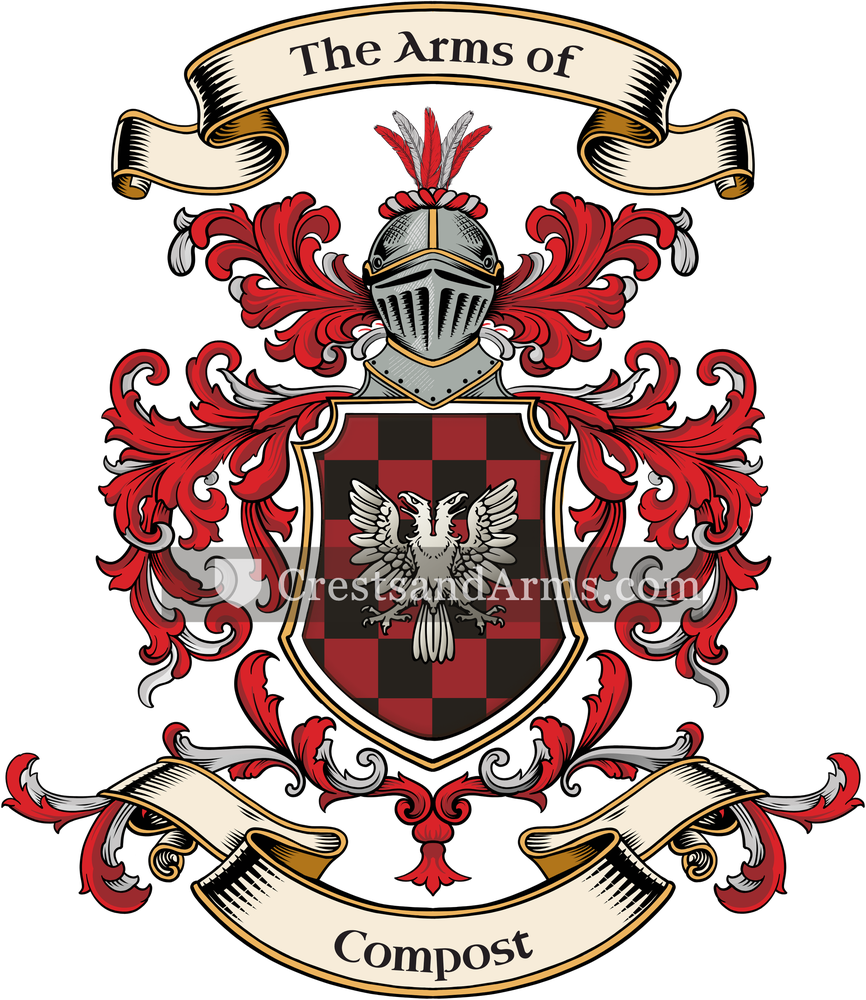 The Compost coat of arms, drawn from the recorded blazon