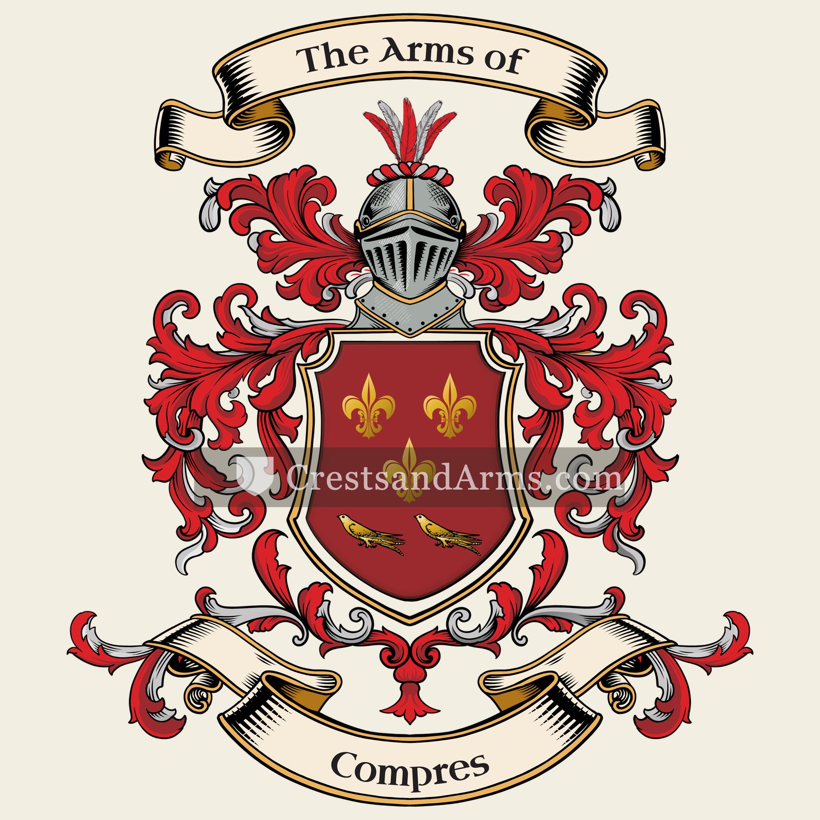 The Compres coat of arms, drawn from the recorded blazon
