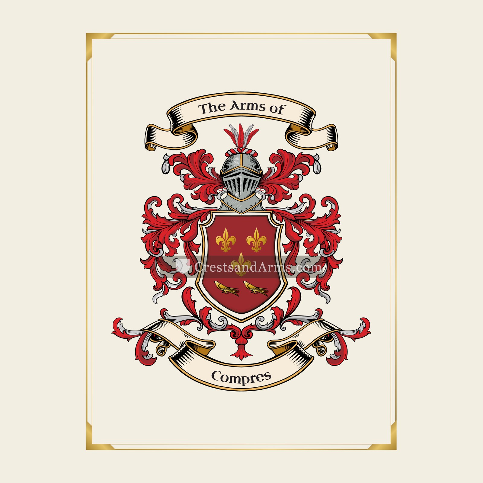 With gold border