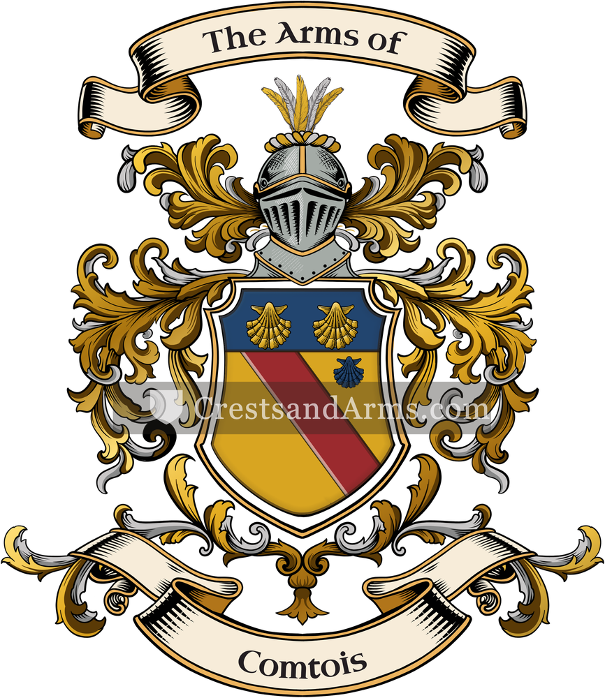 The Comtois coat of arms, drawn from the recorded blazon