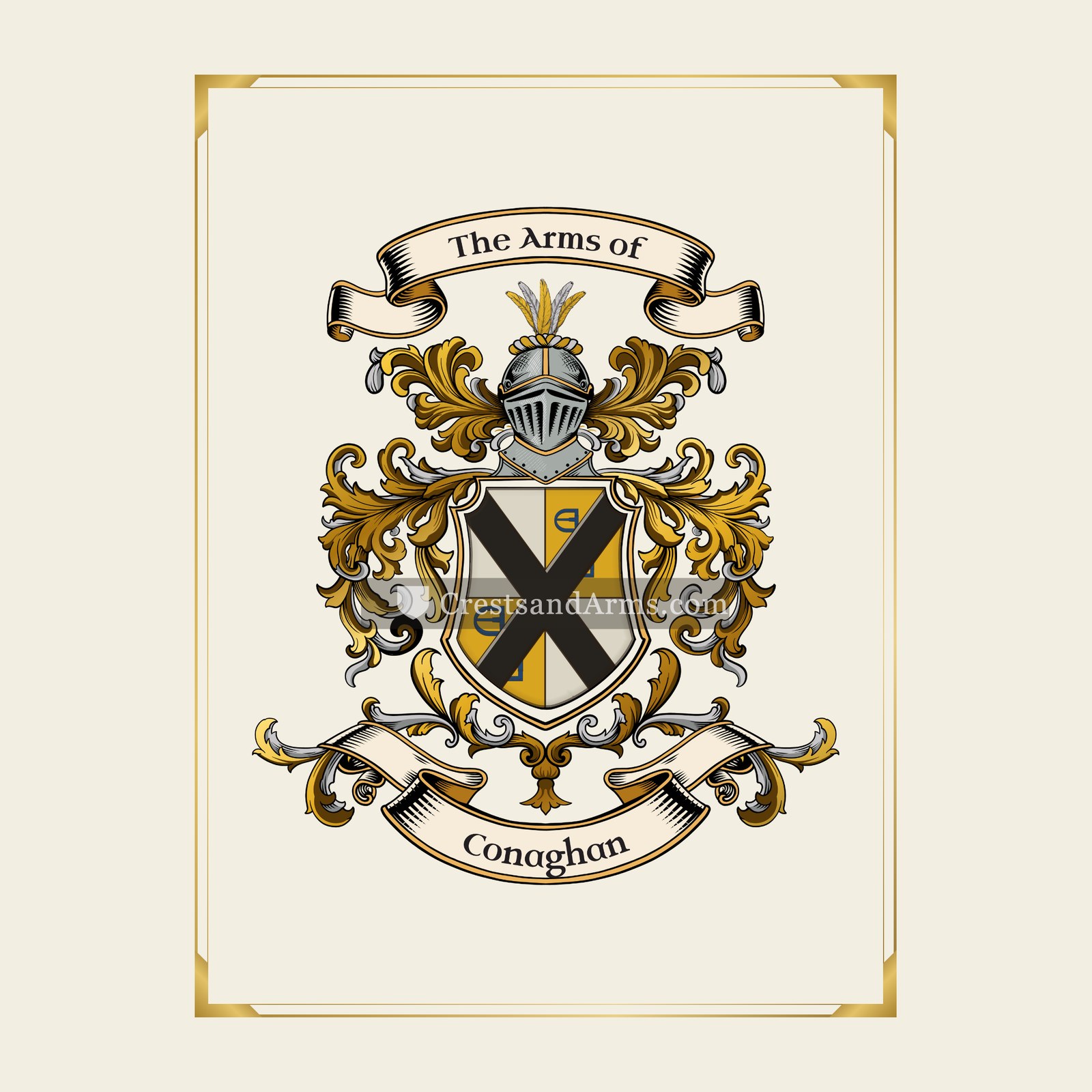 With gold border