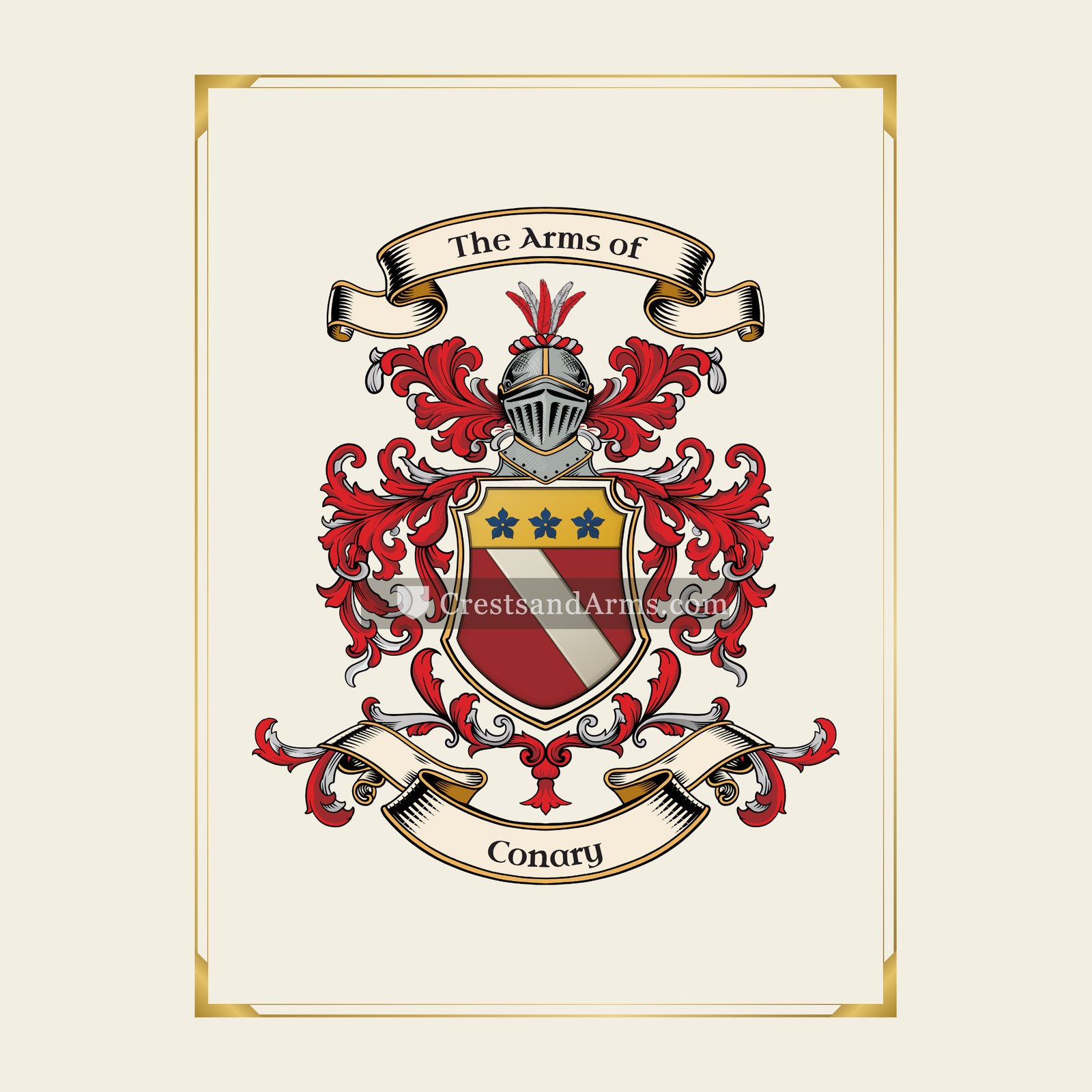 With gold border