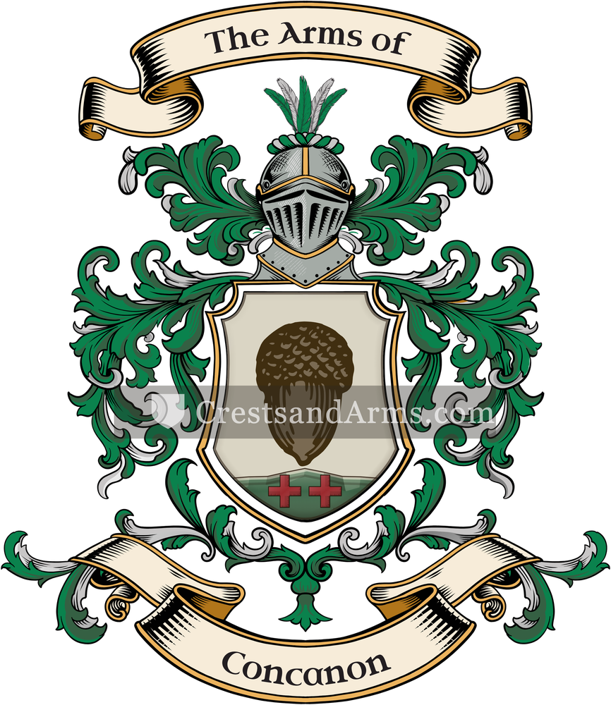 The Concanon coat of arms, drawn from the recorded blazon