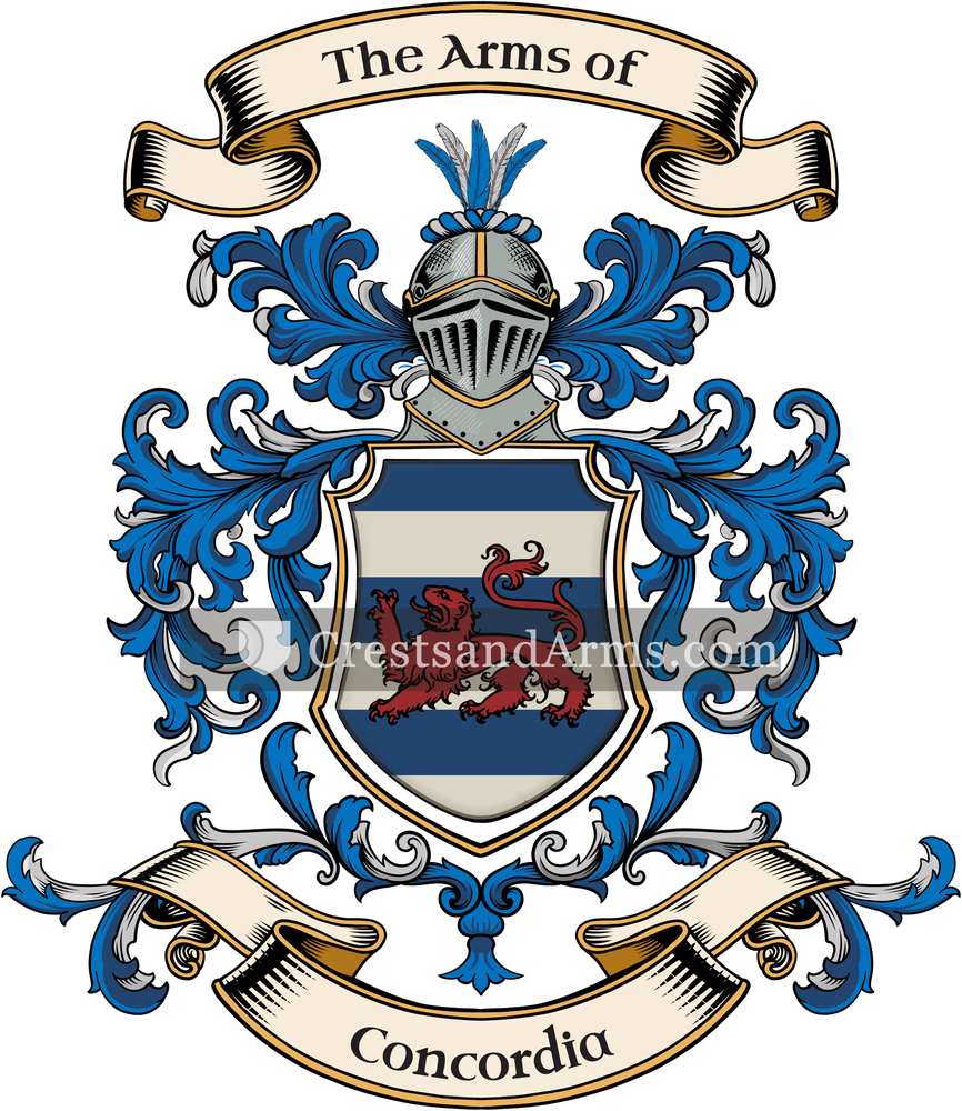 The Concordia coat of arms, drawn from the recorded blazon