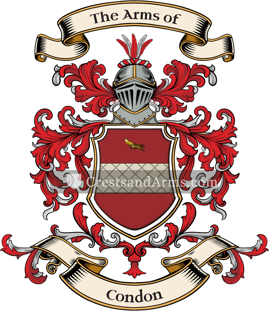 The Condon coat of arms, drawn from the recorded blazon