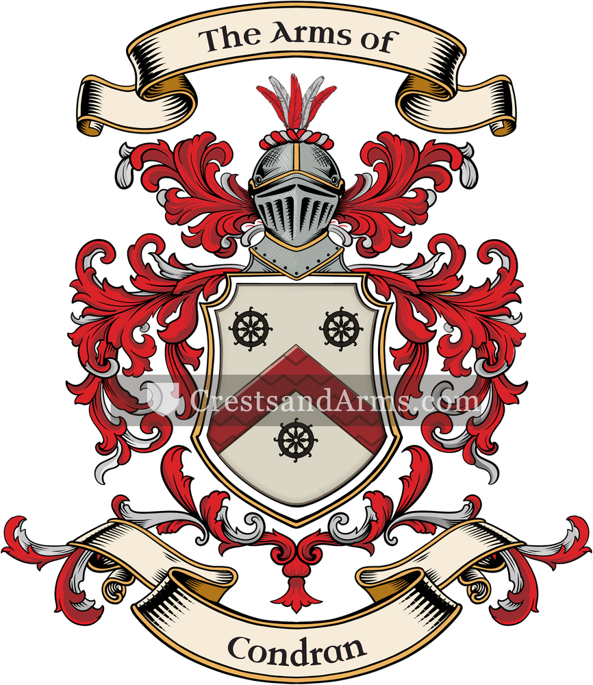 The Condran coat of arms, drawn from the recorded blazon