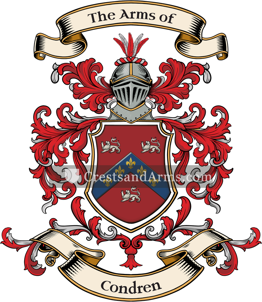 The Condren coat of arms, drawn from the recorded blazon
