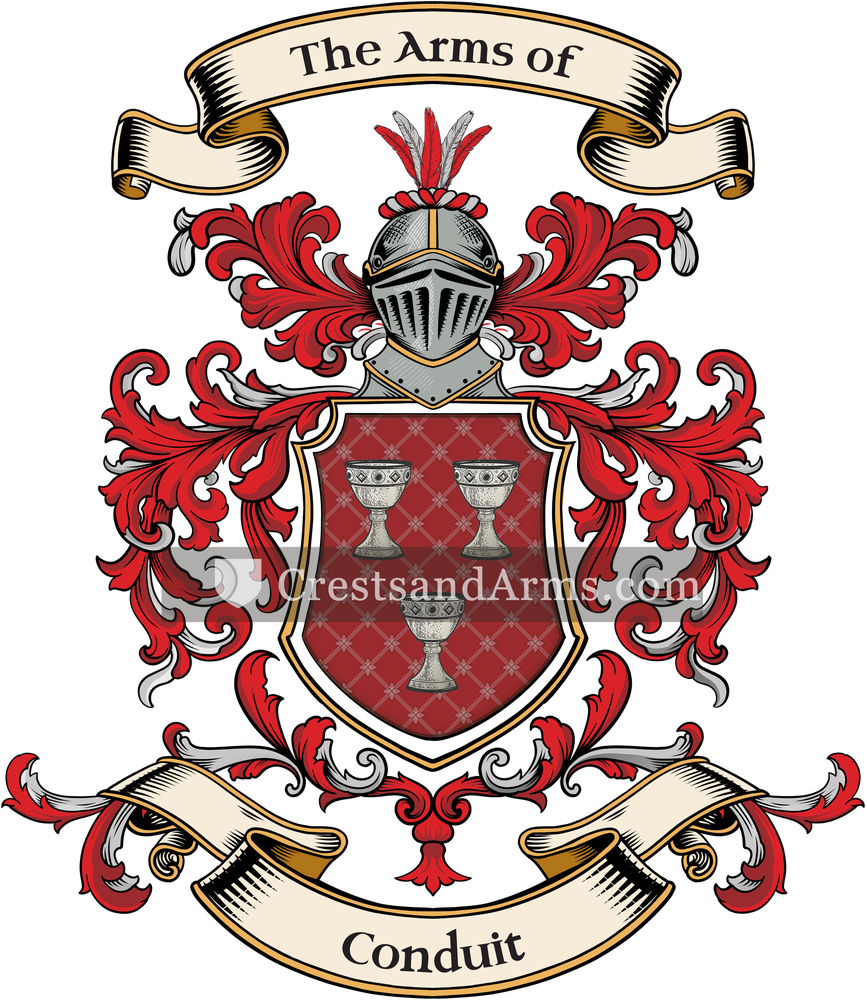The Conduit coat of arms, drawn from the recorded blazon