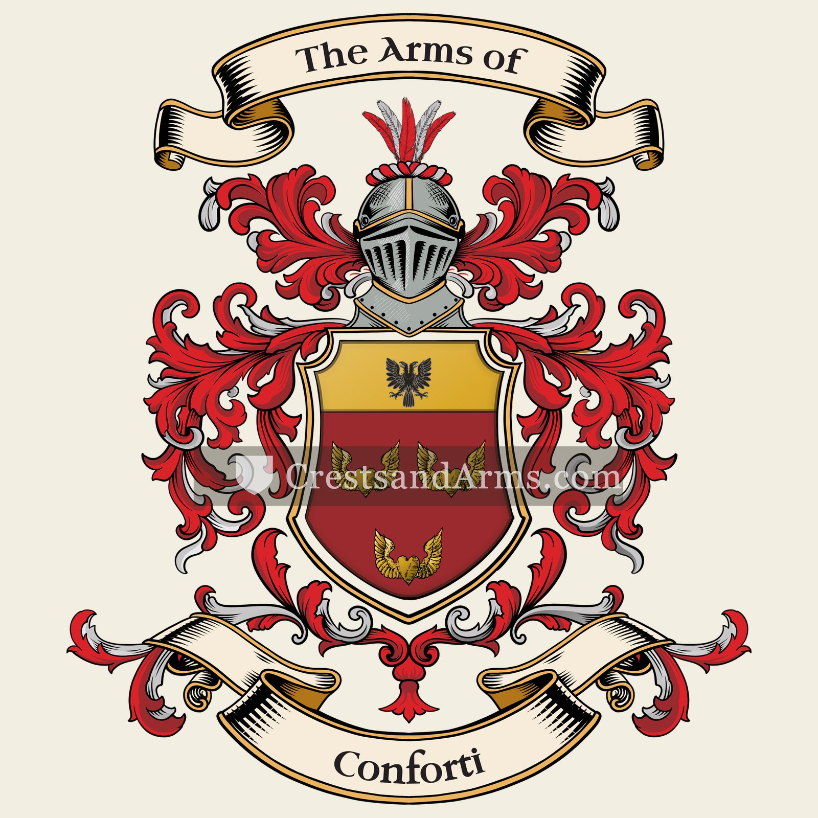 The Conforti coat of arms, drawn from the recorded blazon