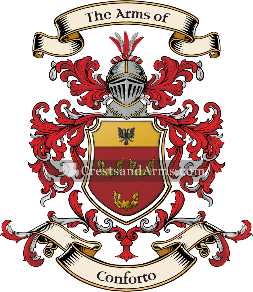 The Conforto coat of arms, drawn from the recorded blazon
