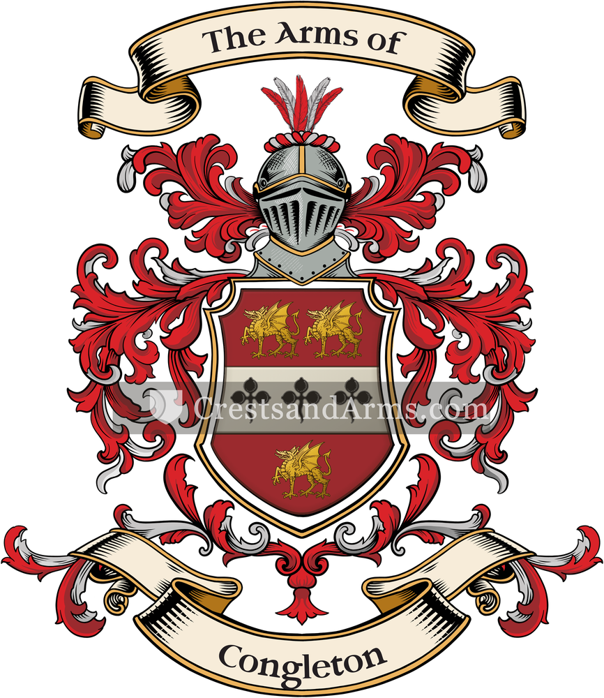 The Congleton coat of arms, drawn from the recorded blazon