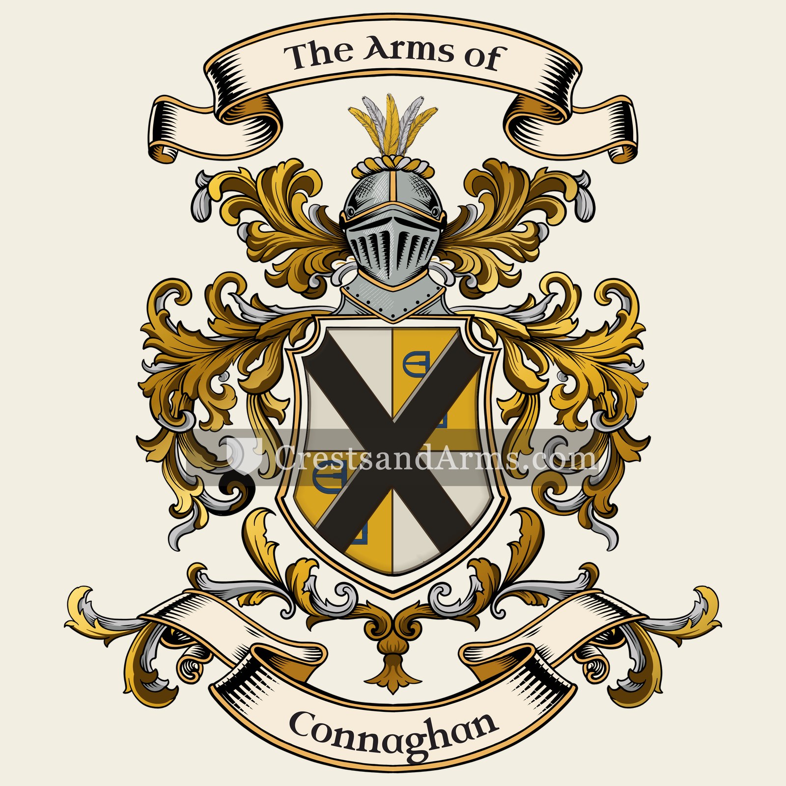 The Connaghan coat of arms, drawn from the recorded blazon