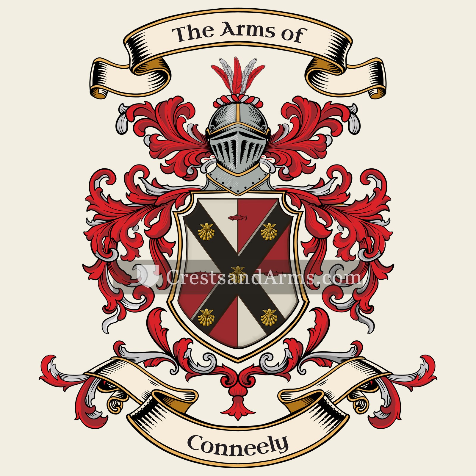 The Conneely coat of arms, drawn from the recorded blazon