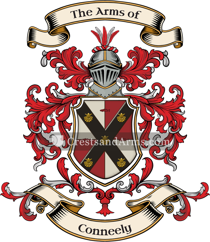 The Conneely coat of arms, drawn from the recorded blazon