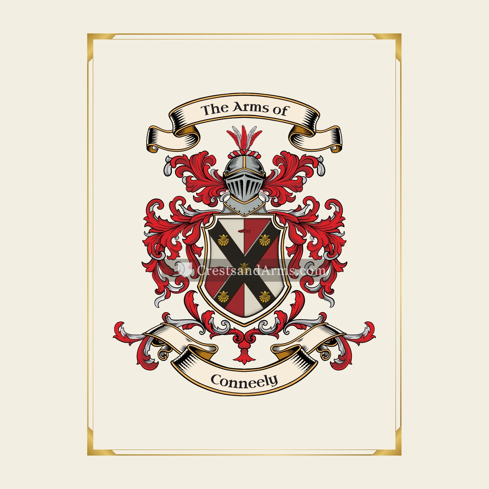 With gold border