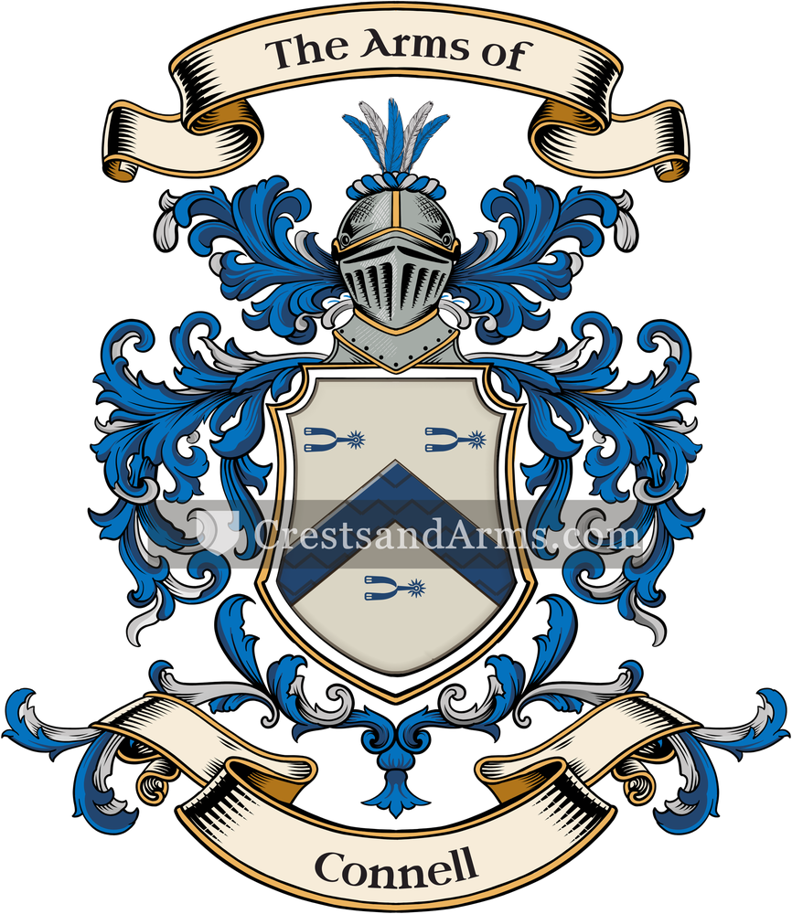 The Connell coat of arms, drawn from the recorded blazon