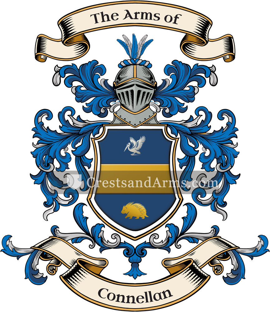 The Connellan coat of arms, drawn from the recorded blazon