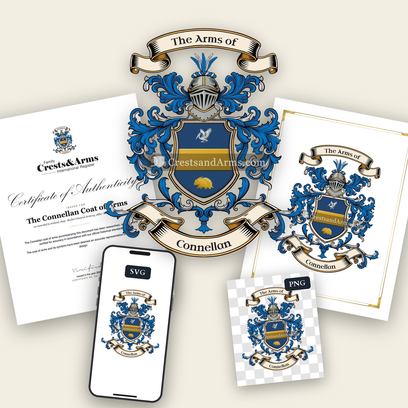The Connellan arms on the coat of arms — digital pack