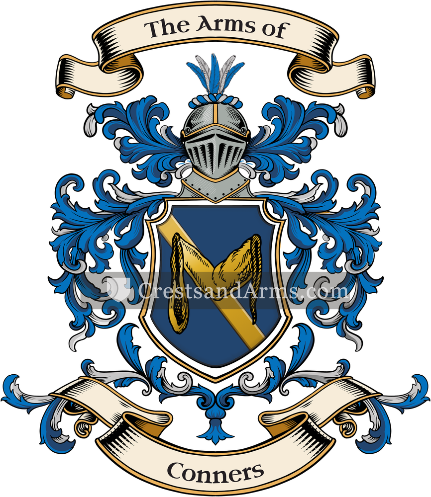 The Conners coat of arms, drawn from the recorded blazon