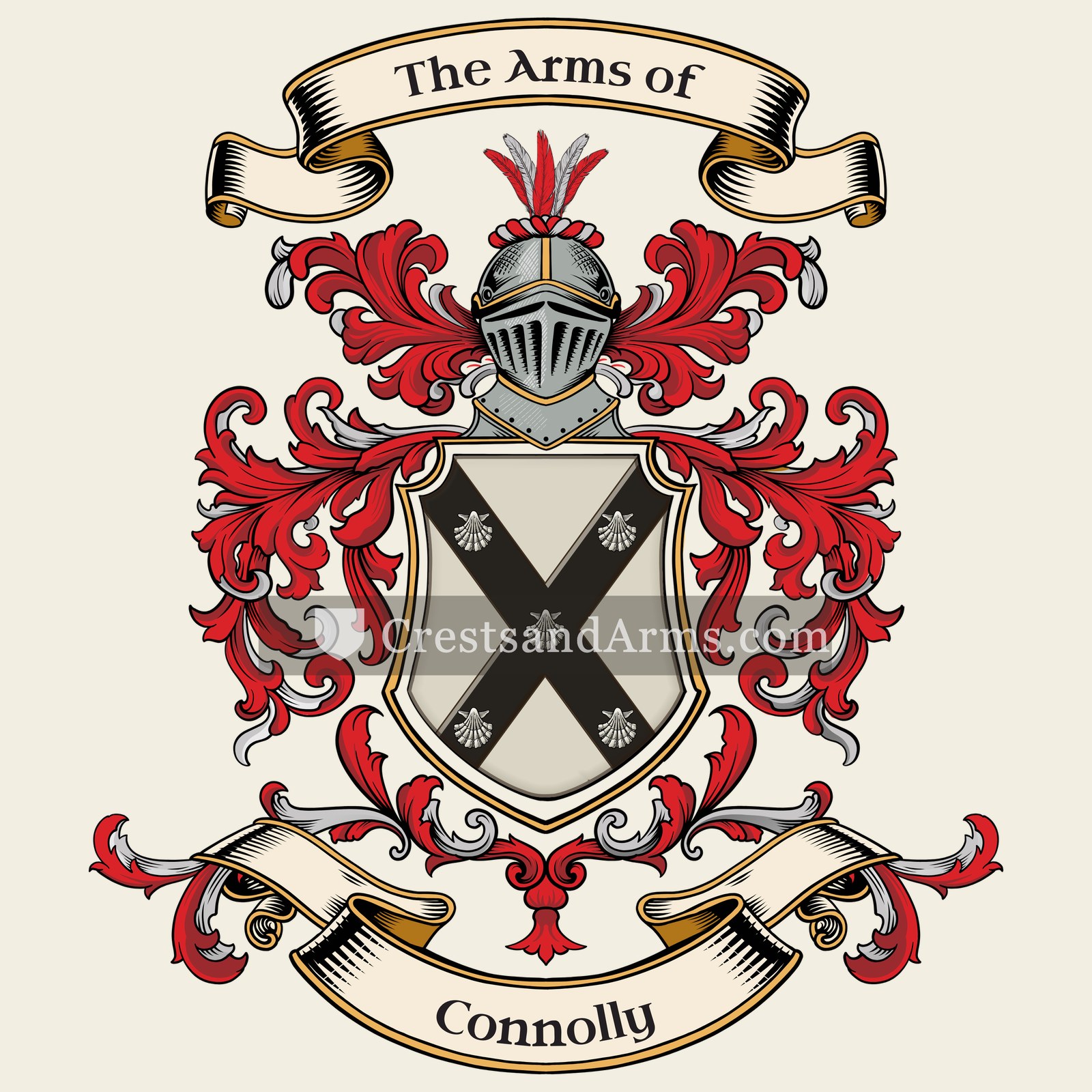 The Connolly coat of arms, drawn from the recorded blazon