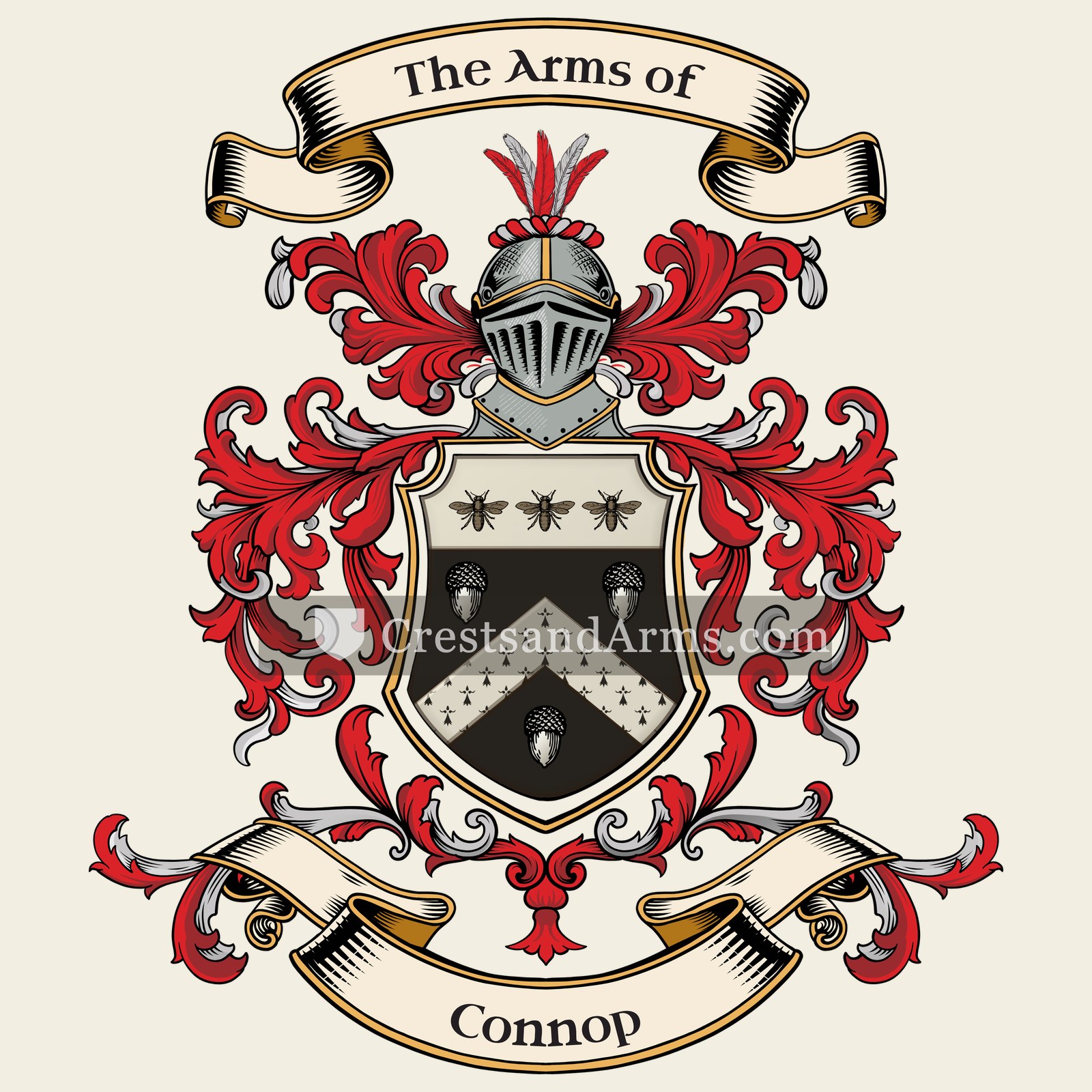 The Connop coat of arms, drawn from the recorded blazon