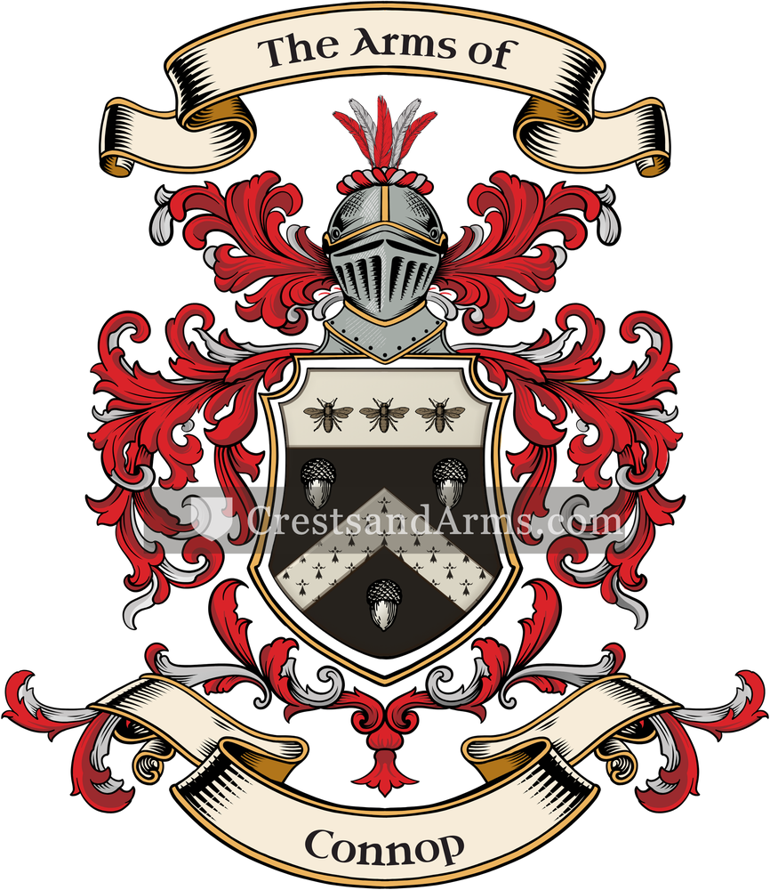 The Connop coat of arms, drawn from the recorded blazon