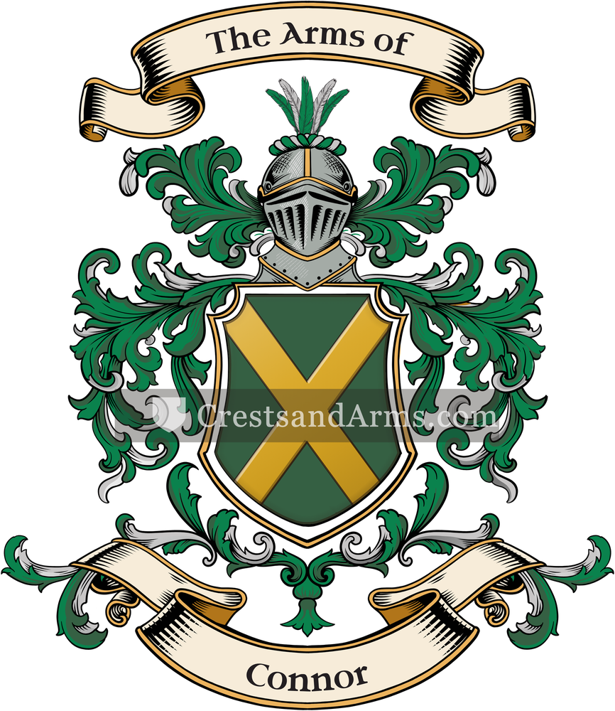 The Connor coat of arms, drawn from the recorded blazon
