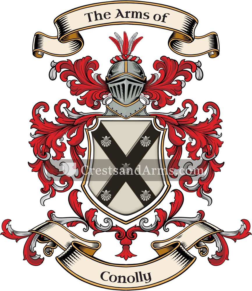 The Conolly coat of arms, drawn from the recorded blazon