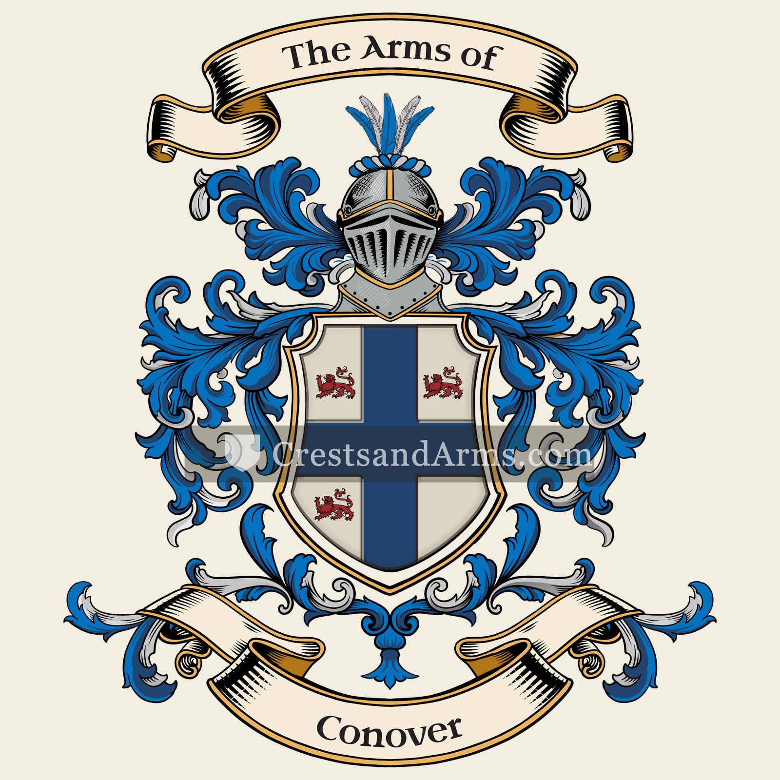 The Conover coat of arms, drawn from the recorded blazon