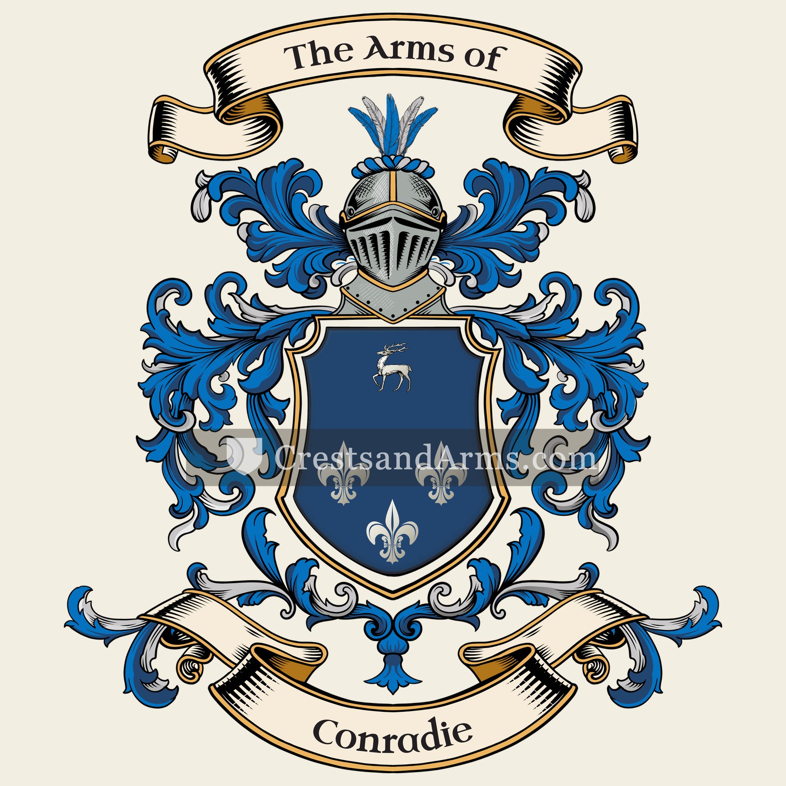 The Conradie coat of arms, drawn from the recorded blazon