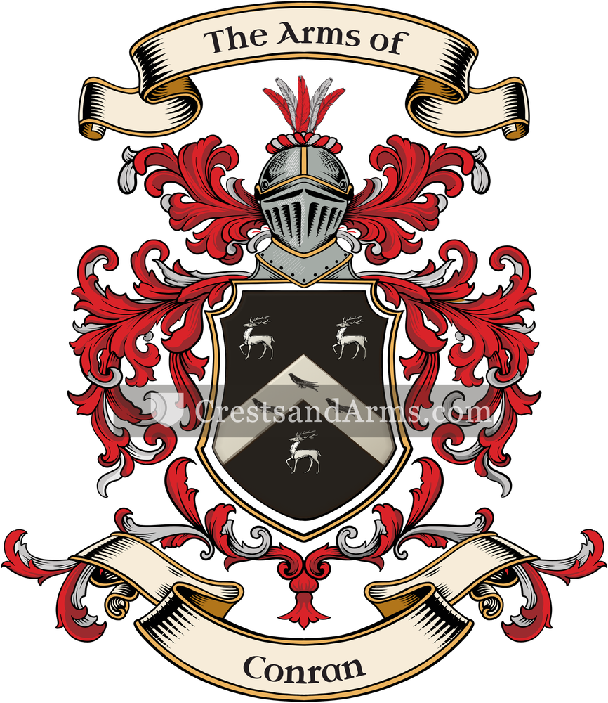 The Conran coat of arms, drawn from the recorded blazon