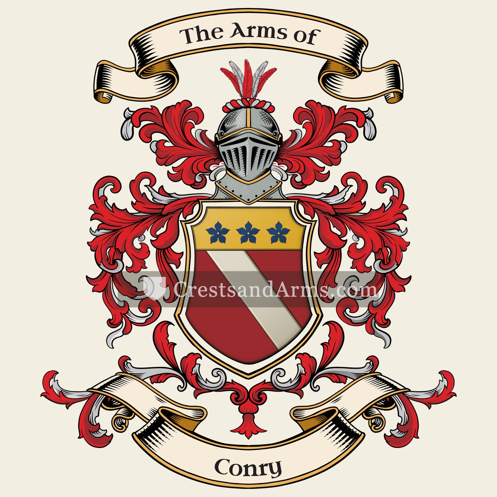 The Conry coat of arms, drawn from the recorded blazon
