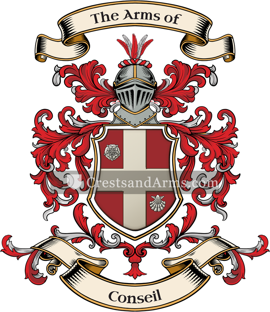 The Conseil coat of arms, drawn from the recorded blazon