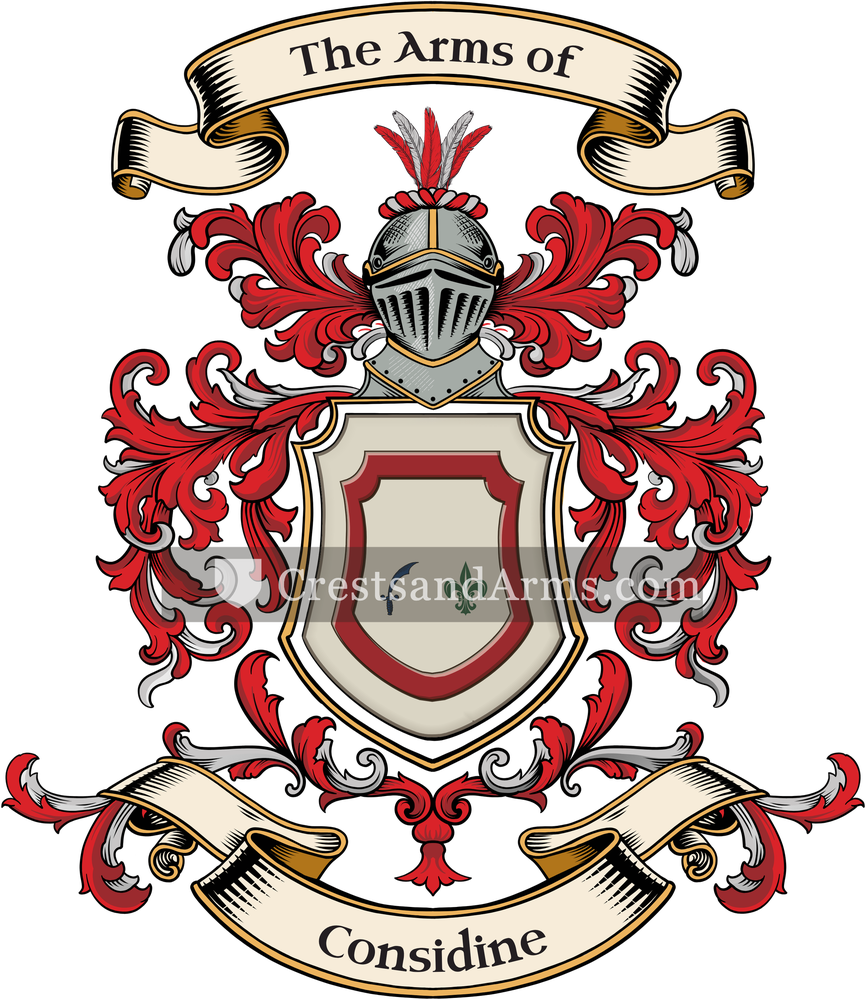 The Considine coat of arms, drawn from the recorded blazon