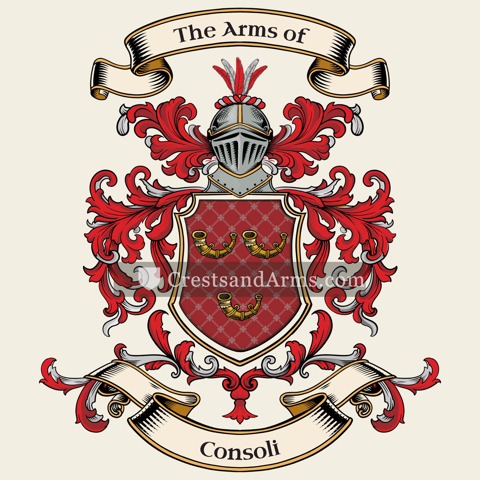 The Consoli coat of arms, drawn from the recorded blazon